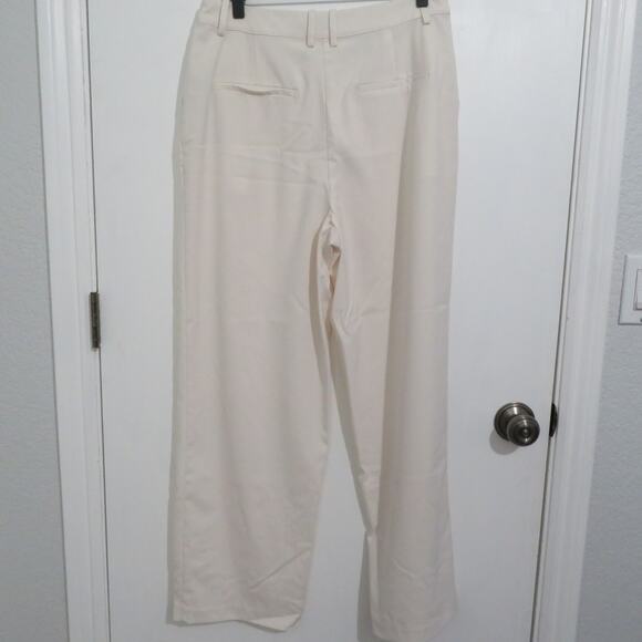 Claire Rose X Na-KD Womens Sz 38 Light Pink Cream High Waist Wide Leg Trousers - Picture 2 of 7